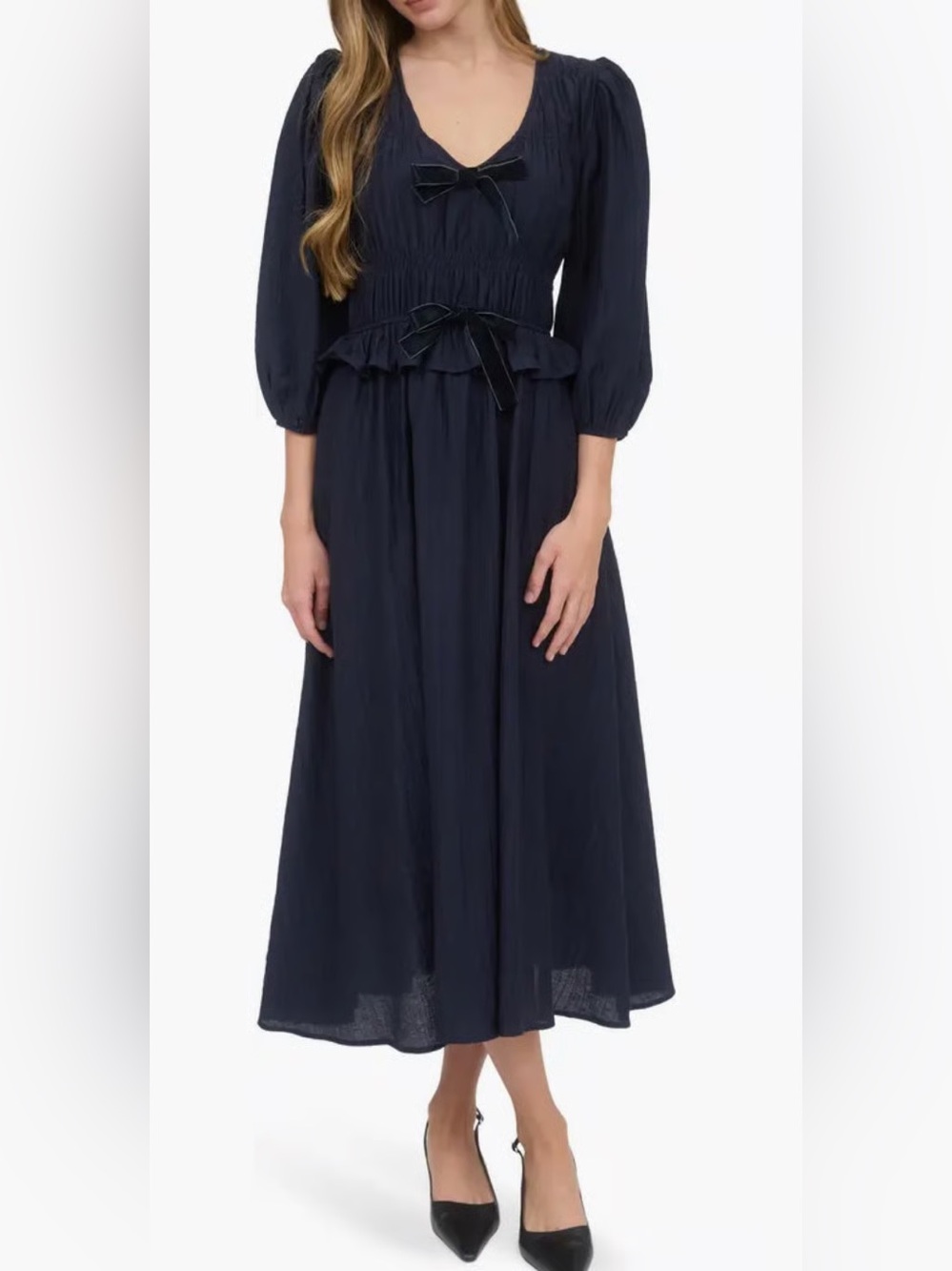 August Sky dress with bows NWT